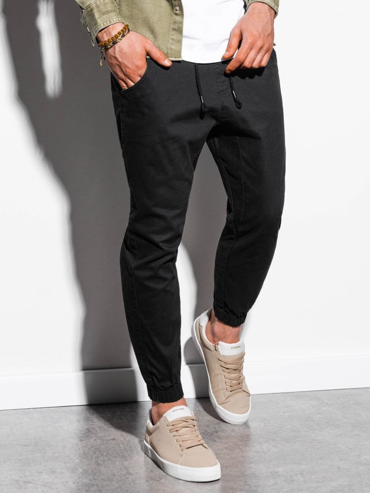 Ombre Clothing Pánské plátěné jogger kalhoty Jordie černé
