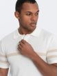 Ombre Clothing Pánské tričko s límečkem Lonefist krémová