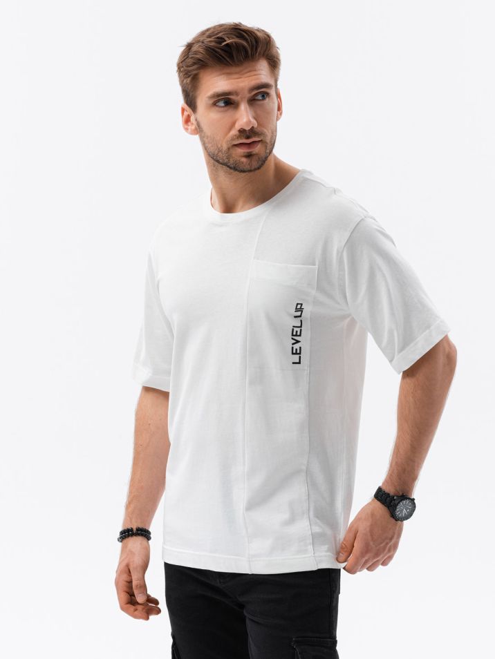 Ombre Clothing Pánské oversize tričko Volker bílá 