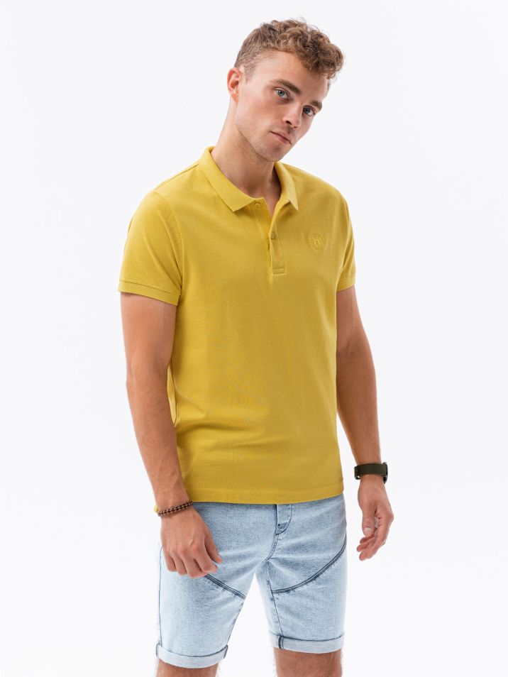 Ombre Clothing Pánské tričko s límečkem Douglas žlutá