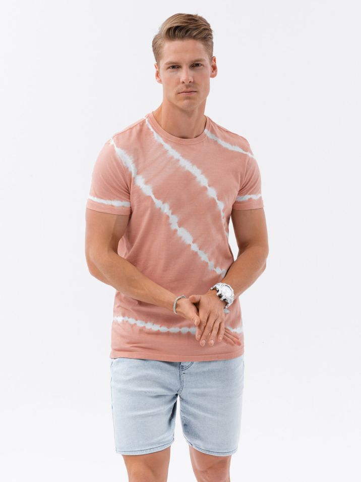Ombre Clothing Pánské tričko s potiskem Kapuk růžová