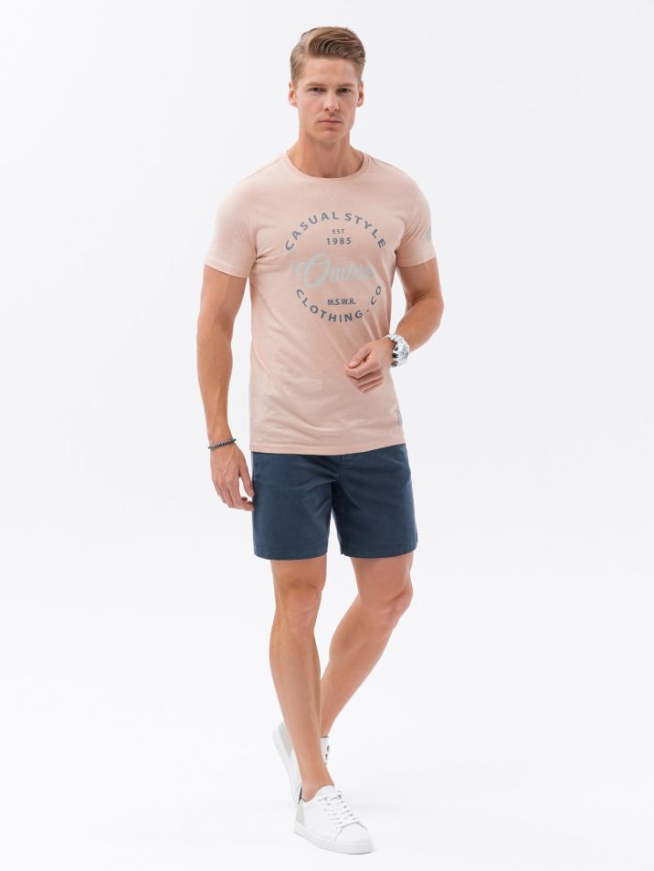 Ombre Clothing Pánské tričko s potiskem Itilun světle růžová