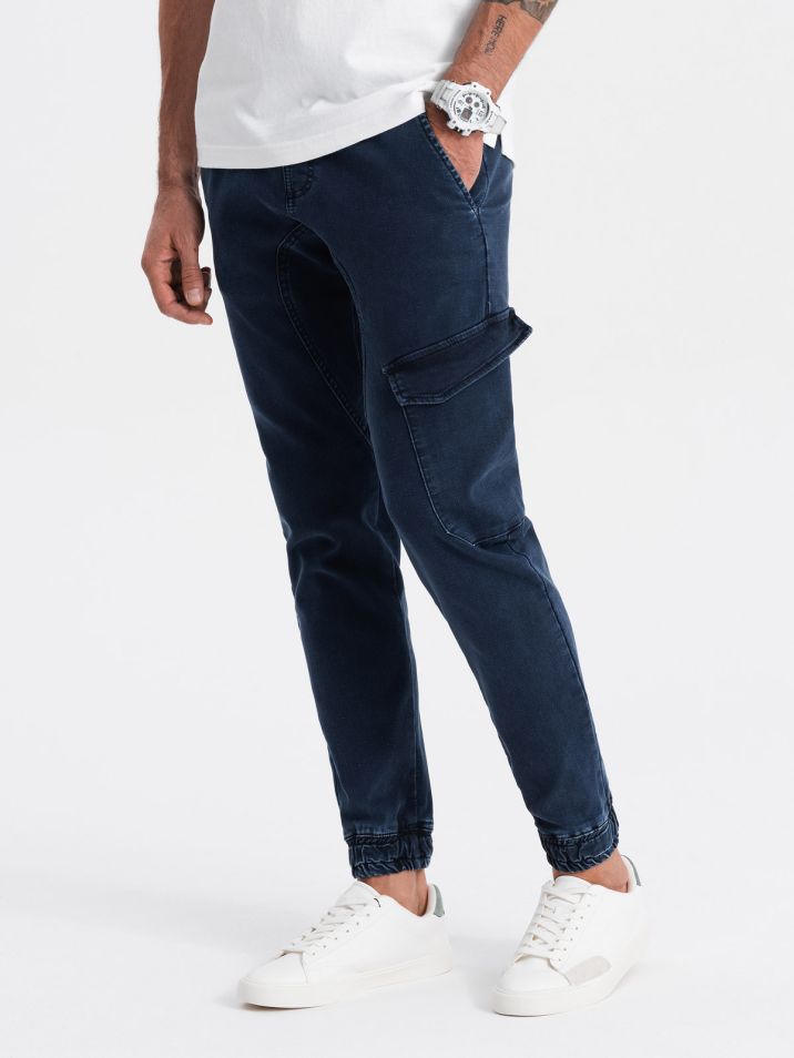Ombre Clothing Pánské kalhoty joggers Teimbe tmavě modrá