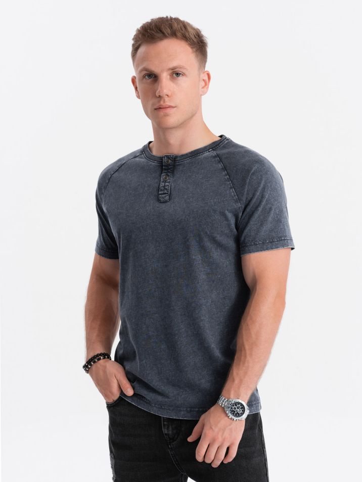 Ombre Clothing Pánské tričko s krátkým rukávem Kamains navy