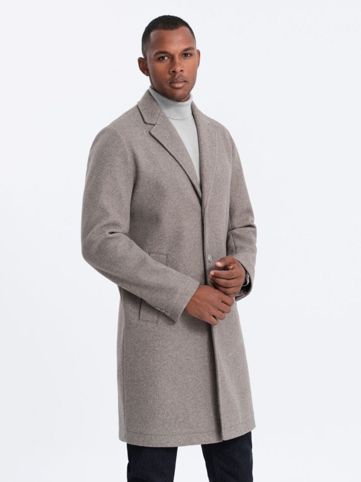 Ombre Clothing Pánský kabát car coat Gauddle světle hnědá