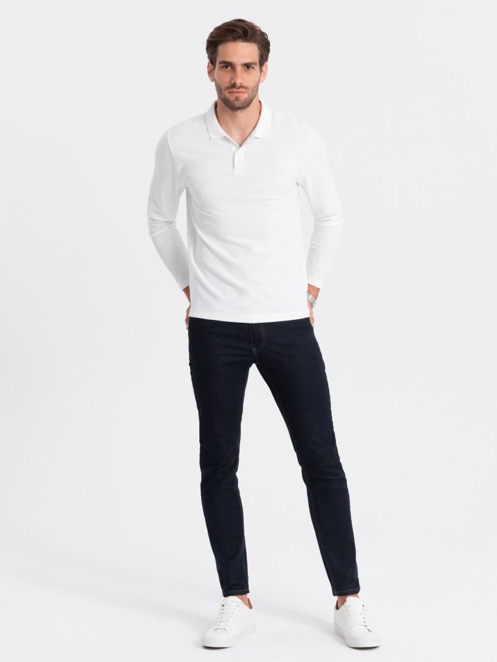 Ombre Clothing Pánské tričko s límečkem Hodred bílá
