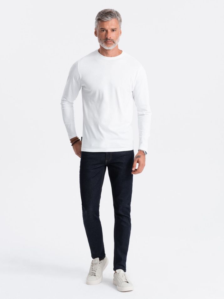Ombre Clothing Pánské tričko s dlouhým rukávem Eliwn bílá