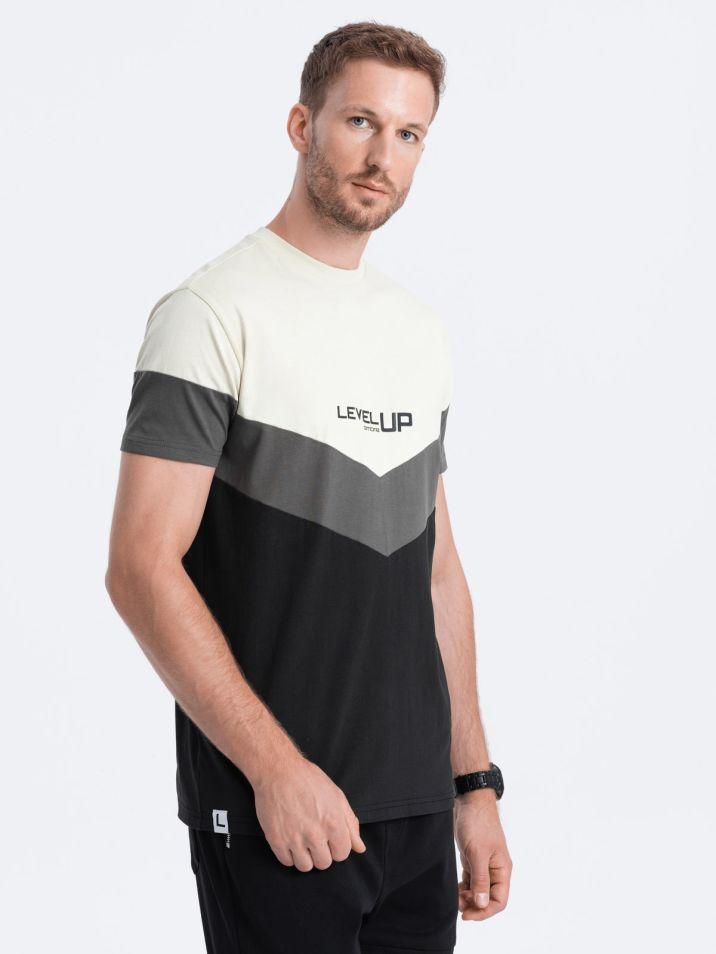 Ombre Clothing Pánské tričko s krátkým rukávem Kadyscien černo-grafitová