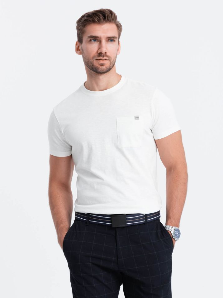 Ombre Clothing Pánské tričko s krátkým rukávem Dagontine ecru