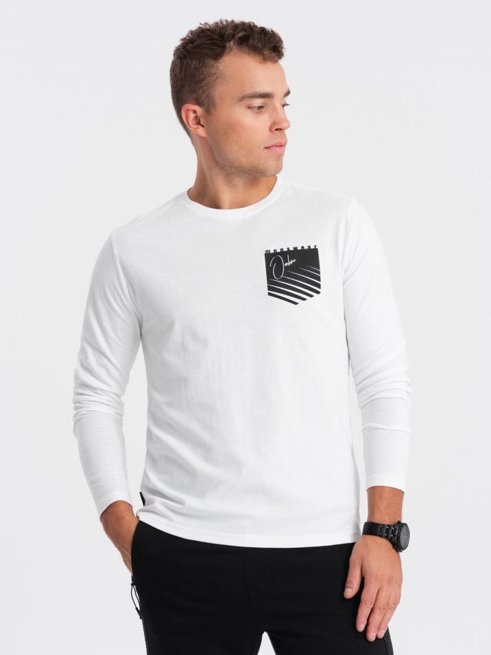 Ombre Clothing Pánské tričko s dlouhým rukávem Gorre bílá