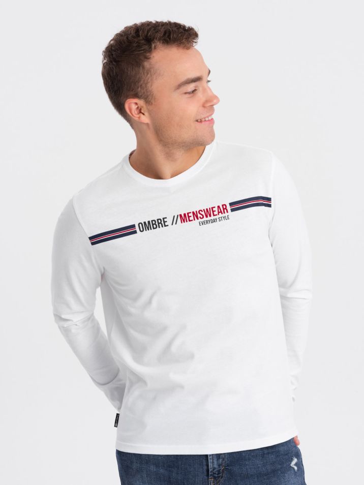 Ombre Clothing Pánské tričko s potiskem Maeral bílá