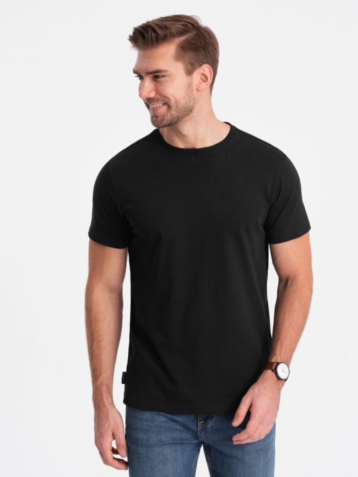Ombre Clothing Pánské tričko s krátkým rukávem Douma černá