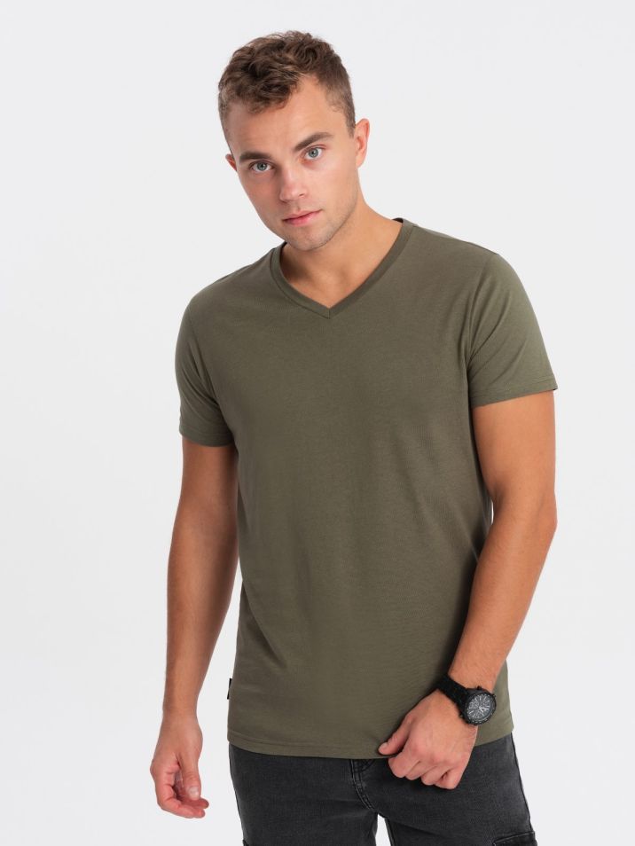 Ombre Clothing Pánské tričko s krátkým rukávem Heman tmavě olivová