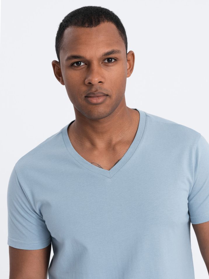 Ombre Clothing Pánské tričko s krátkým rukávem Heman jeansová