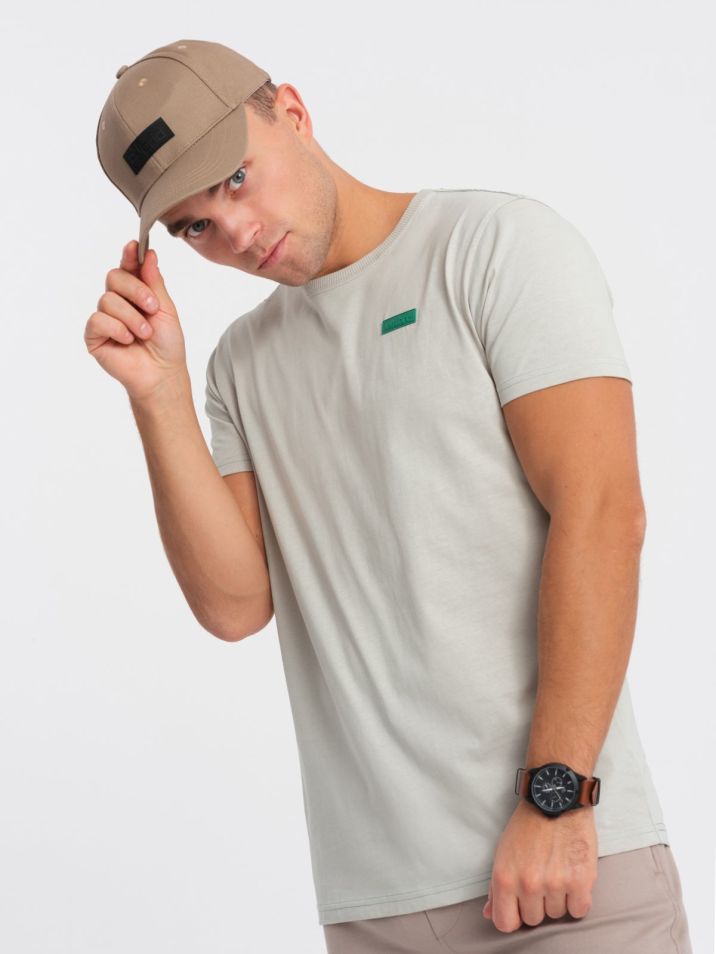 Ombre Clothing Pánské tričko s krátkým rukávem Cuuphreans světle šedá
