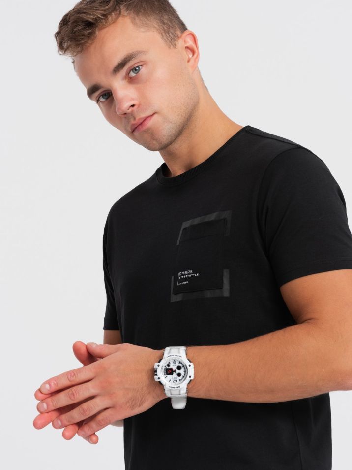 Ombre Clothing Pánské tričko s krátkým rukávem Themphie černá