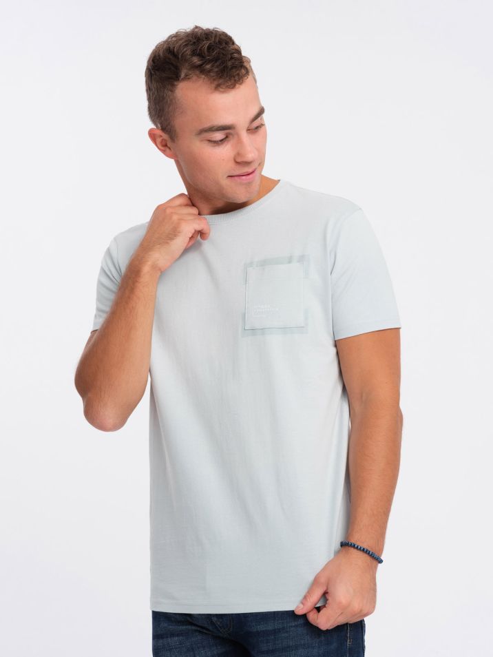 Ombre Clothing Pánské tričko s krátkým rukávem Themphie světle šedá