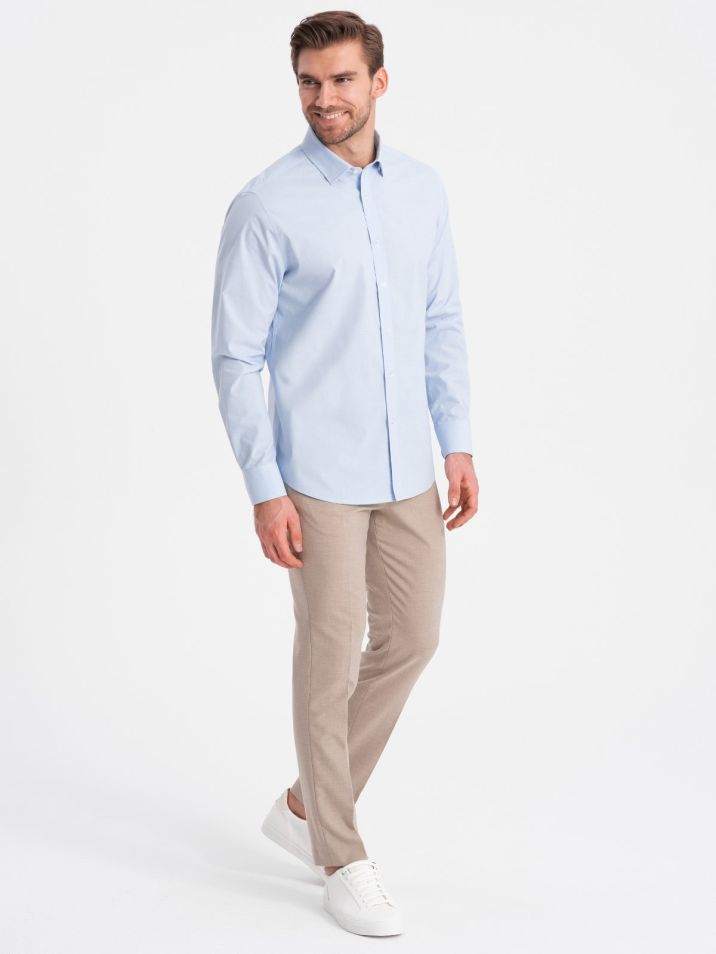 Ombre Clothing Pánská košile s dlouhým rukávem Tzadkiel modrá