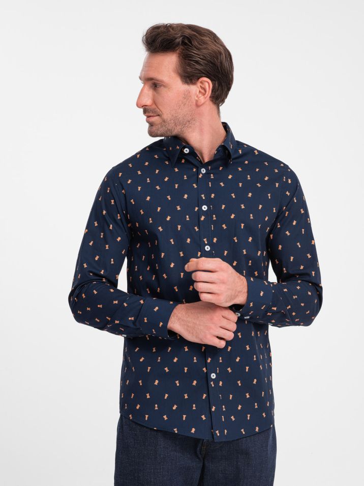 Ombre Clothing Pánská košile s dlouhým rukávem Mitalar inkoustová modrá