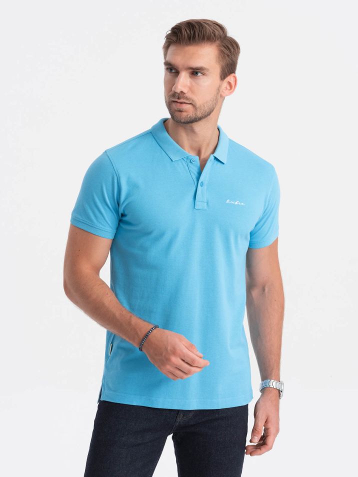 Ombre Clothing Pánské tričko s límečkem Sahansan modrá