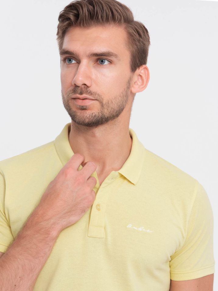 Ombre Clothing Pánské tričko s límečkem Sahansan žlutá
