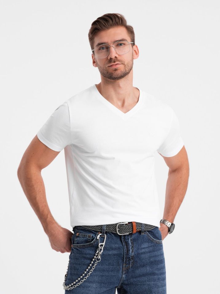 Ombre Clothing Pánské tričko s krátkým rukávem Tabbris bílá