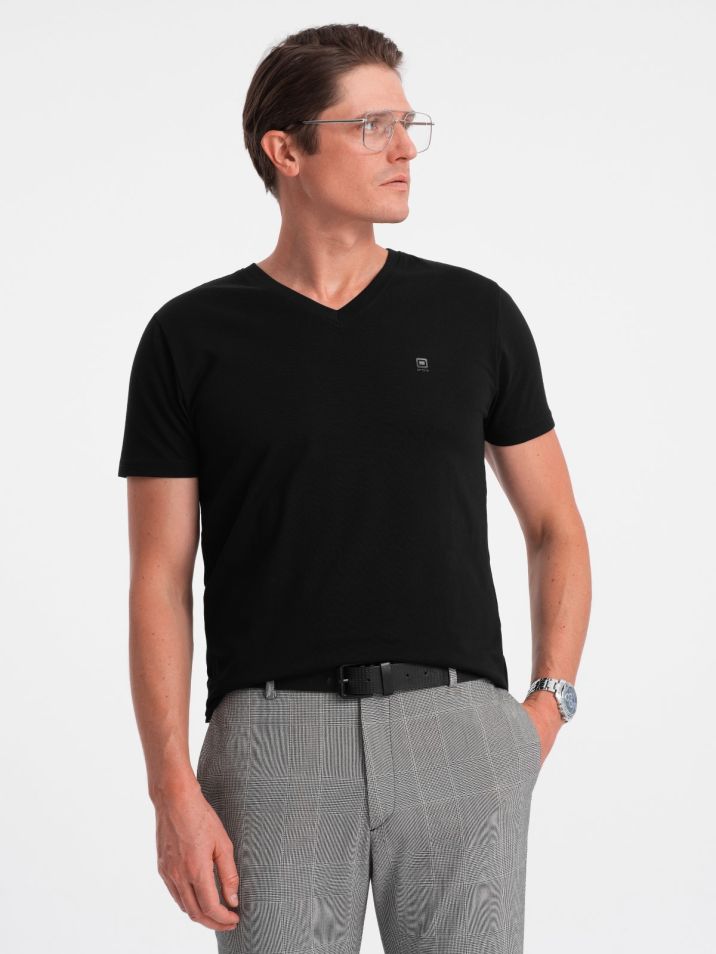 Ombre Clothing Pánské tričko s krátkým rukávem Tabbris černá