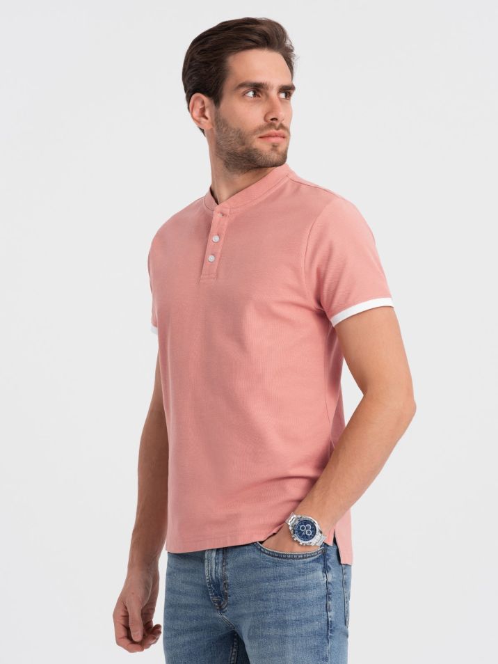 Ombre Clothing Pánské tričko s límečkem Phukzon růžová