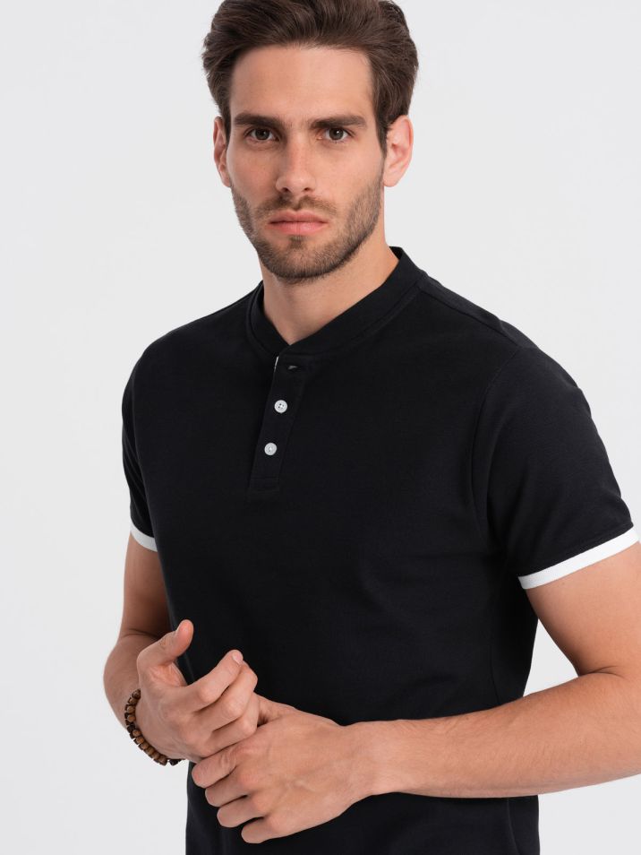 Ombre Clothing Pánské tričko s límečkem Phukzon černá