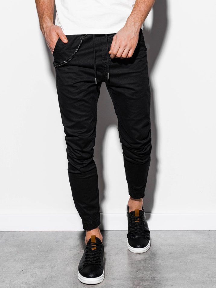 Ombre Clothing Pánské plátěné jogger kalhoty Cowal černá