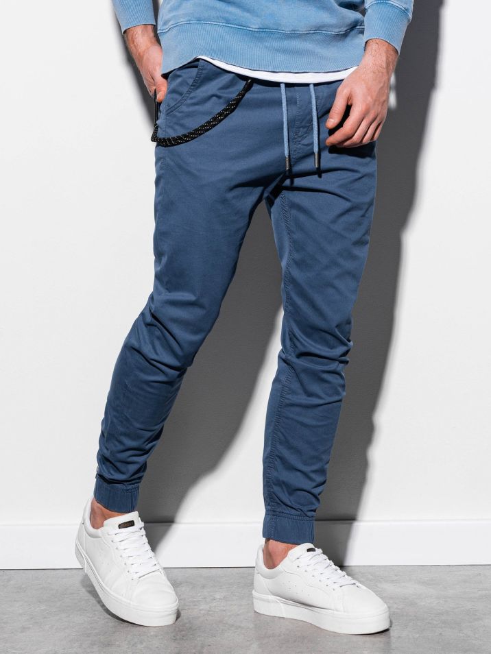 Ombre Clothing Pánské plátěné jogger kalhoty Cowal tmavě modré