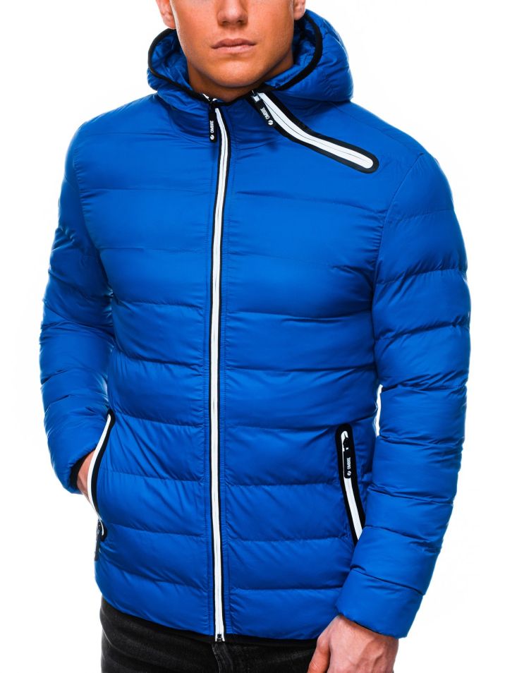 Ombre Clothing Pánská zimní prošívaná bunda Elias modrá 