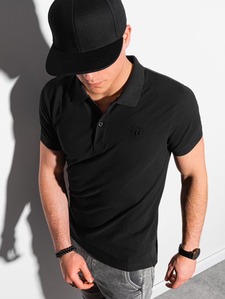 Ombre Clothing Pánské basic polo tričko Douglas černá