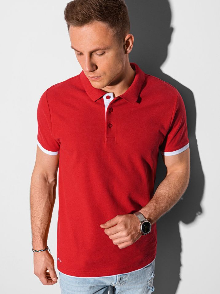 Ombre Clothing Pánské basic polo tričko Aron červená