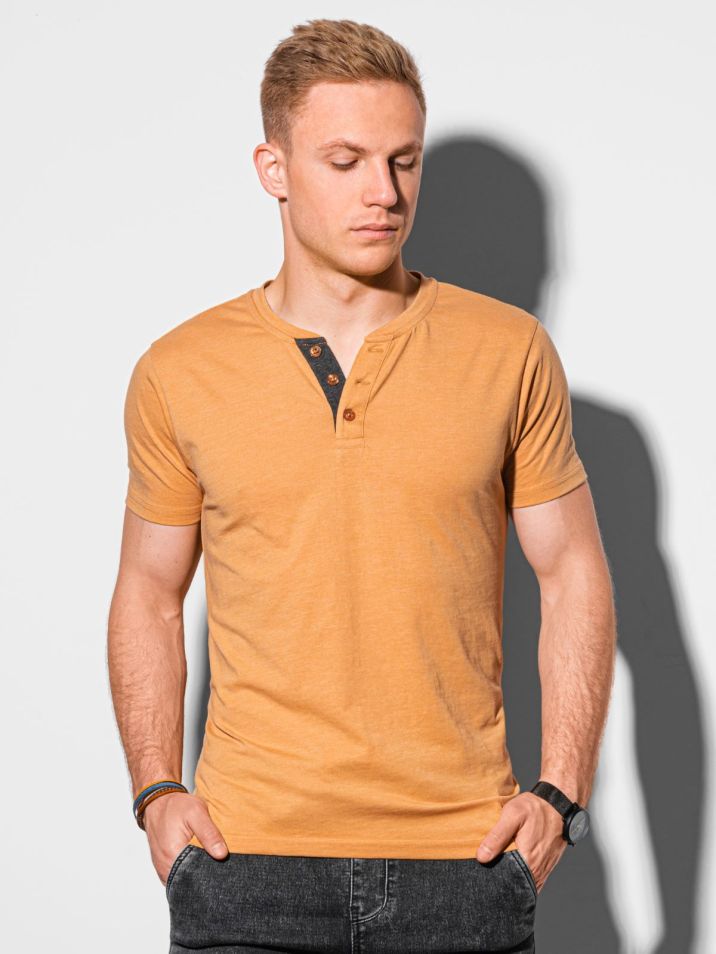 Ombre Clothing Pánské basic tričko Reinhold žlutá