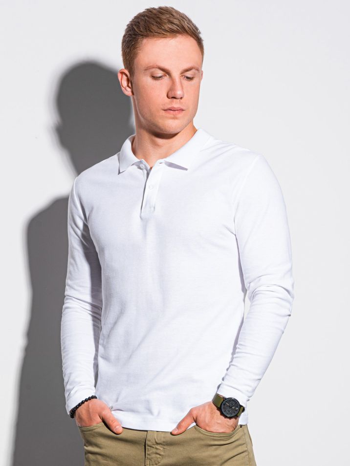 Ombre Clothing Pánské basic tričko s dlouhým rukávem Ragnhild bílá
