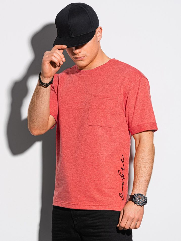 Ombre Clothing Pánské basic tričko Herman červená