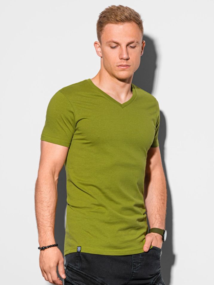 Ombre Clothing Pánské basic tričko Oliver olivová