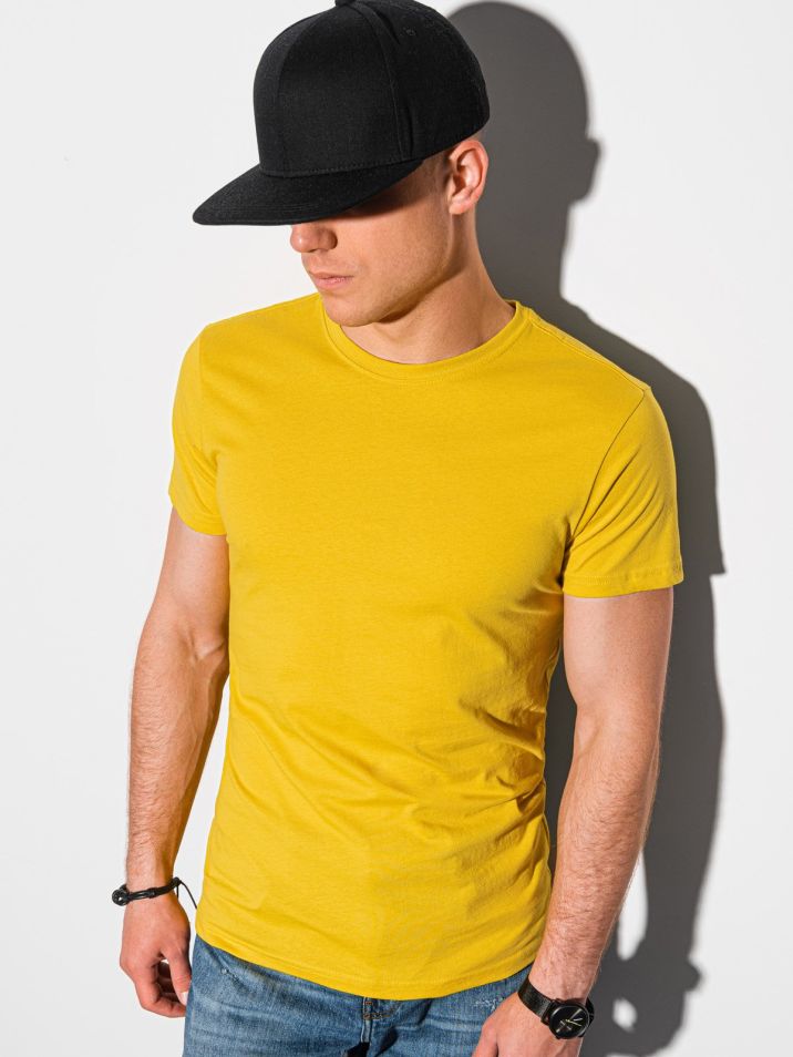 Ombre Clothing Pánské basic tričko Elis žlutá