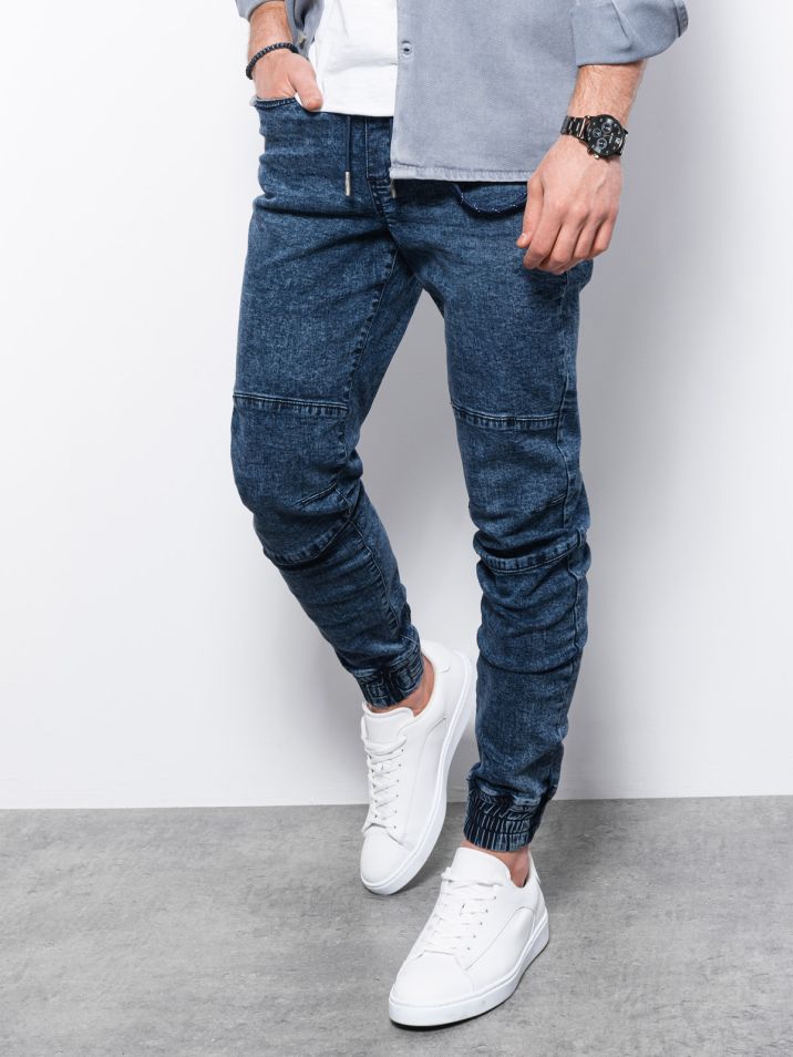 Ombre Clothing Pánské džínové jogger kalhoty Evalp modrá
