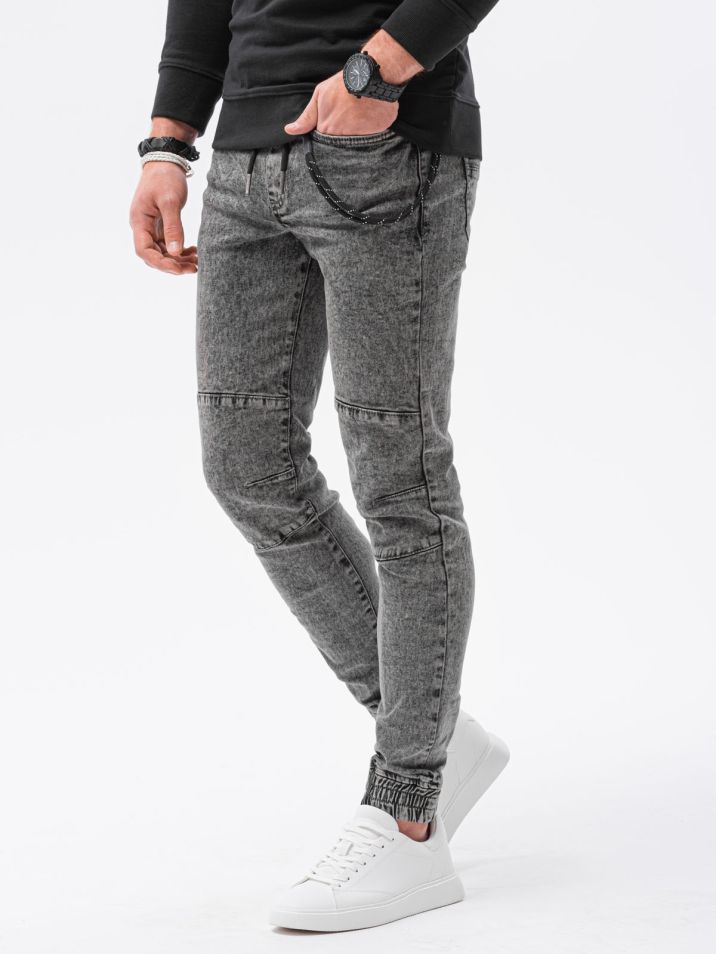 Ombre Clothing Pánské džínové jogger kalhoty Evalp černá