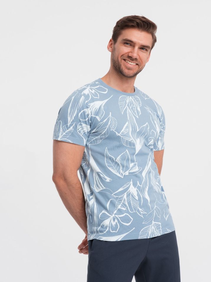 Ombre Clothing Pánské tričko s potiskem Kosmophe modrá