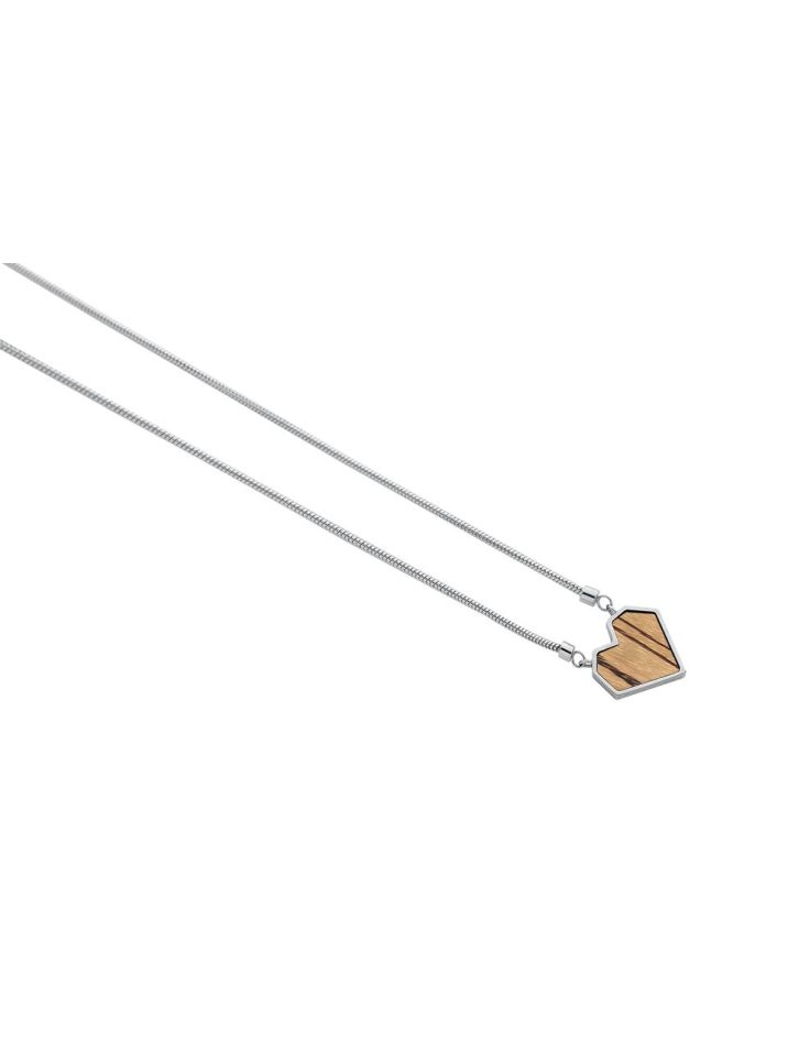BeWooden Dámský náhrdelník s dřevěným detailem Lini Necklace Heart stříbrná