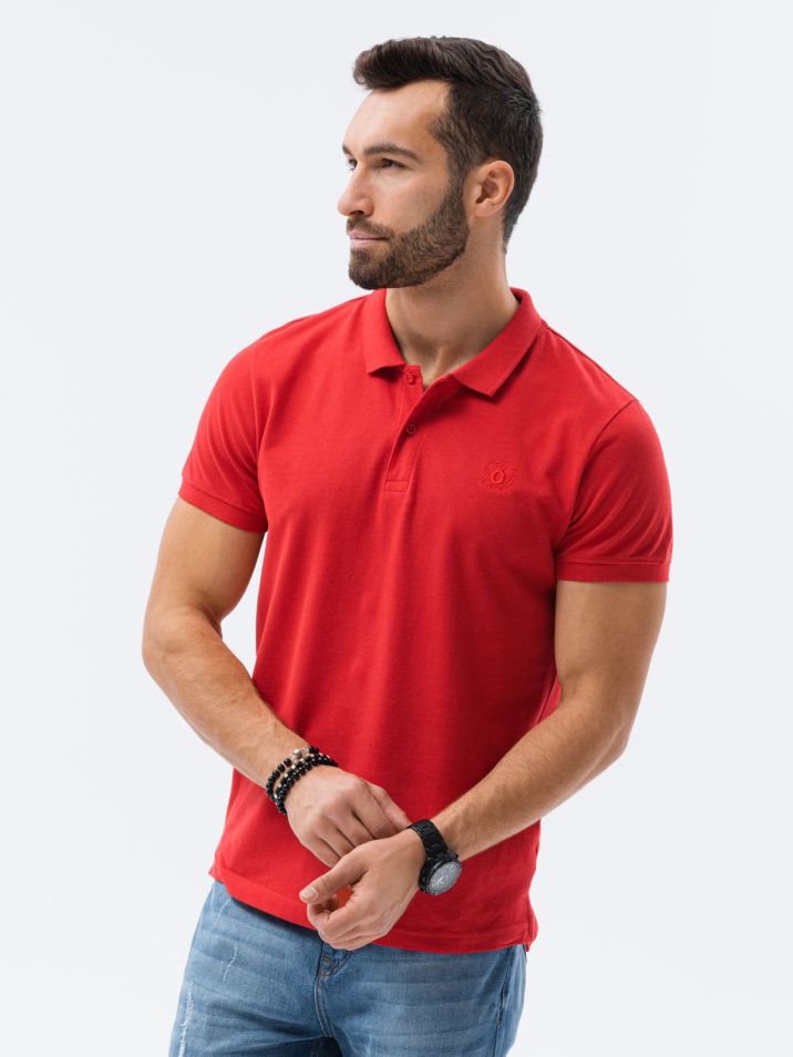 Ombre Clothing Pánské basic polo tričko Douglas červená