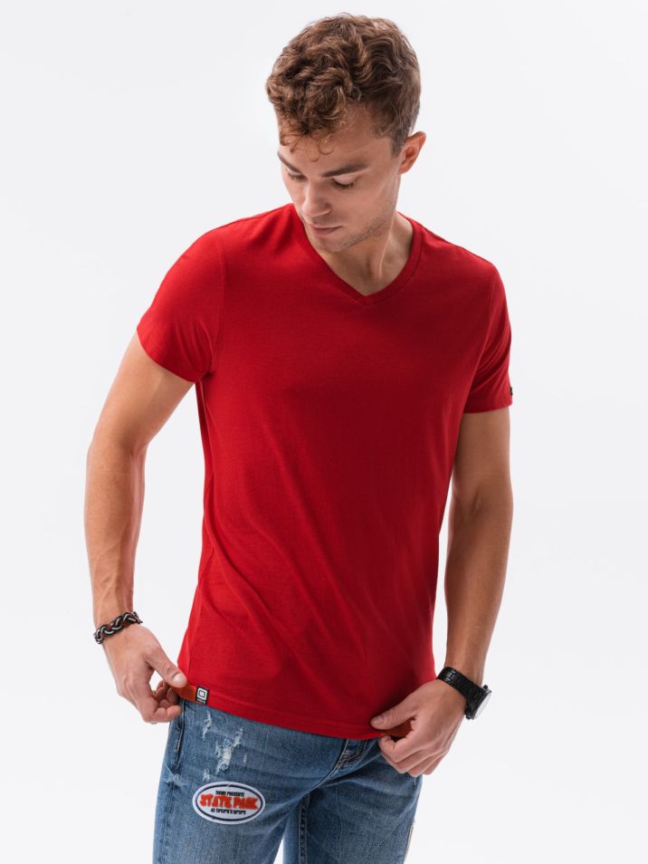 Ombre Clothing Pánské basic tričko Oliver červená
