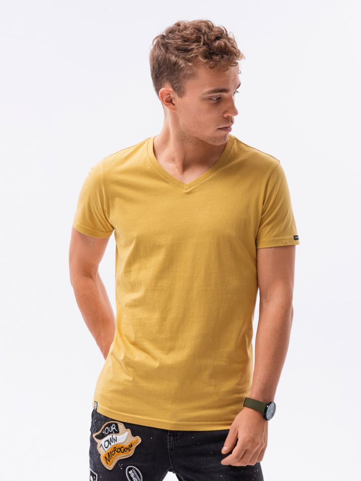 Ombre Clothing Pánské basic tričko Oliver hořčicová