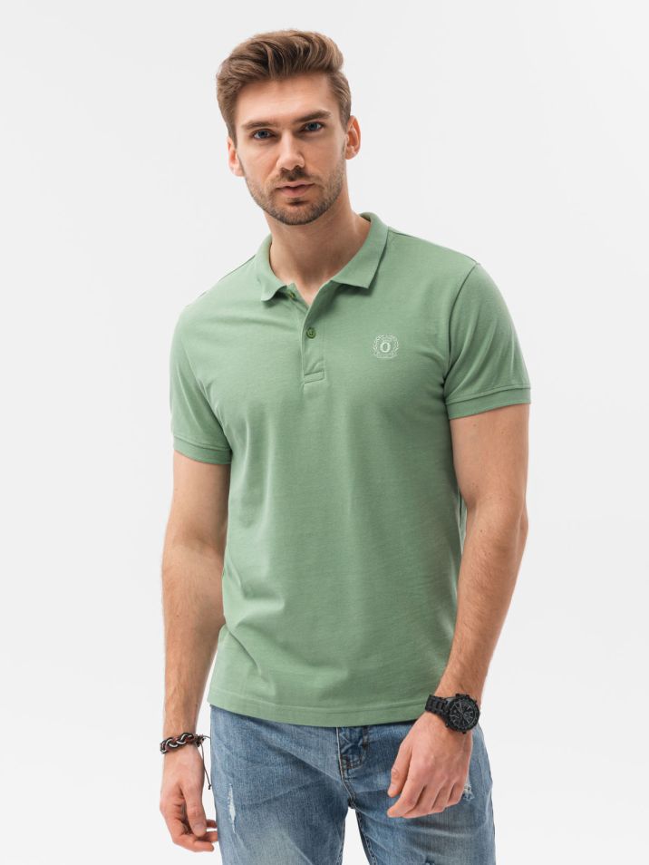 Ombre Clothing Pánské basic polo tričko Douglas zelená
