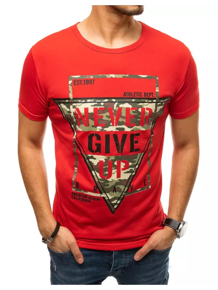 Dstreet Pánské tričko s potiskem Fahmide červená