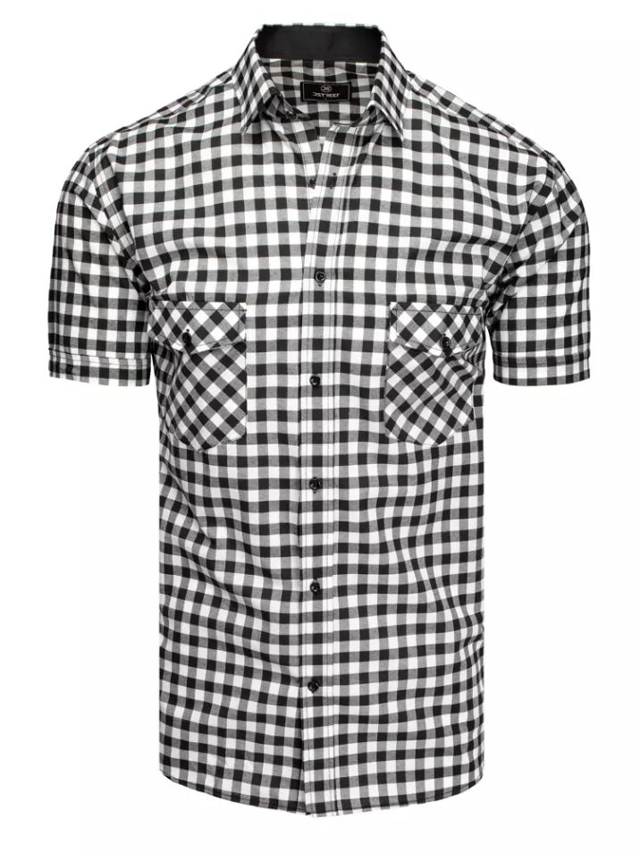 Dstreet Pánská košile s krátkým rukávem Nalnt černo-bílá 