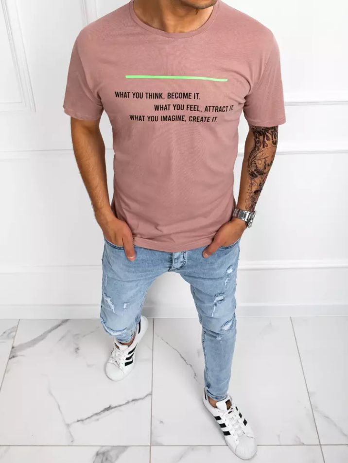 Dstreet Pánské tričko s potiskem Darvan růžová